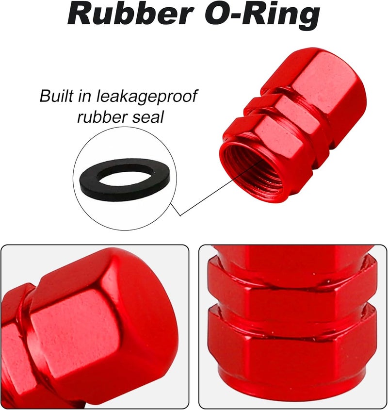 alpmosn Aluminum Tire Stem Valve Caps Wheel Valve Covers Car Dustproof Tire Cap Cover Accessories, Universal for SUV, Car, Bike and Motorcycle, Hexagon Shape (4PCS Red) - Image 3